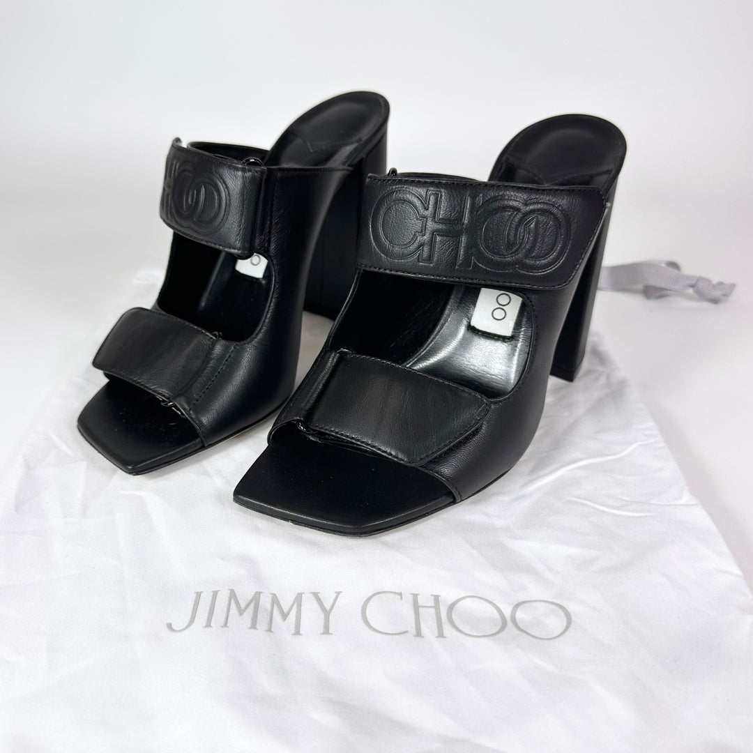 Jimmy Choo Logo Strap Leather Mule Heel - Women’s 7.5