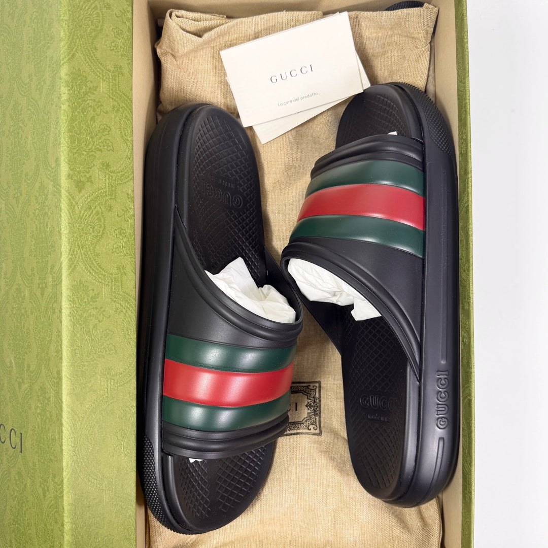 Gucci Web Rubber Pool Slide - Men’s 8.5