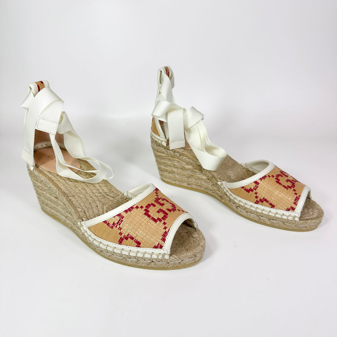 Gucci Woven GG Espadrille Wedge Heel - Women’s 9