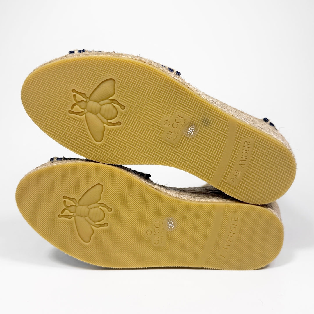 Gucci Pilar Denim Wedge Heel - Women’s 6.5