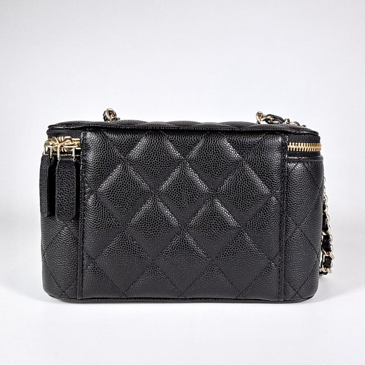Chanel 25B Crystal Embellished CC Caviar Vanity Case On Chain