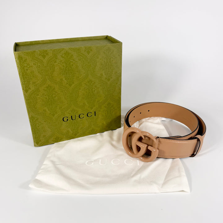 Gucci Enamel GG Marmont Monochrome Leather Belt 100 40