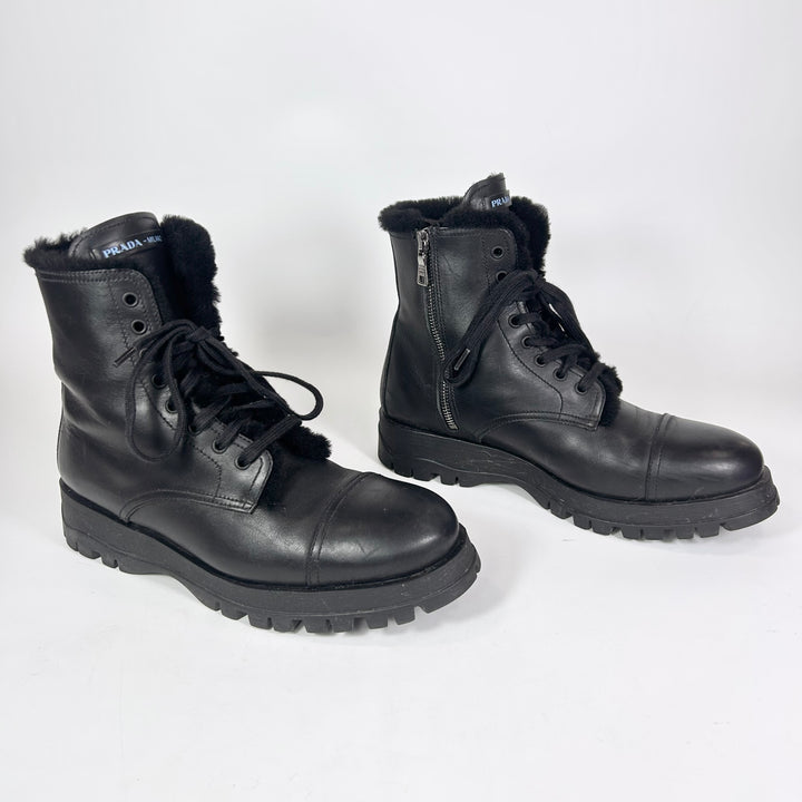 Prada Shearling Leather Combat Boot - Women’s 9.5