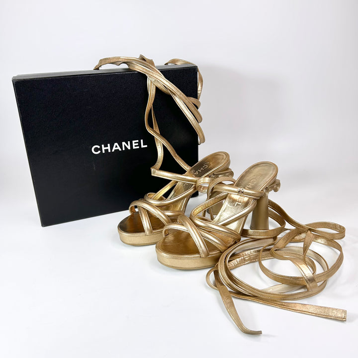 Chanel Leather Tie Up Strappy Heel - Women’s 8.5