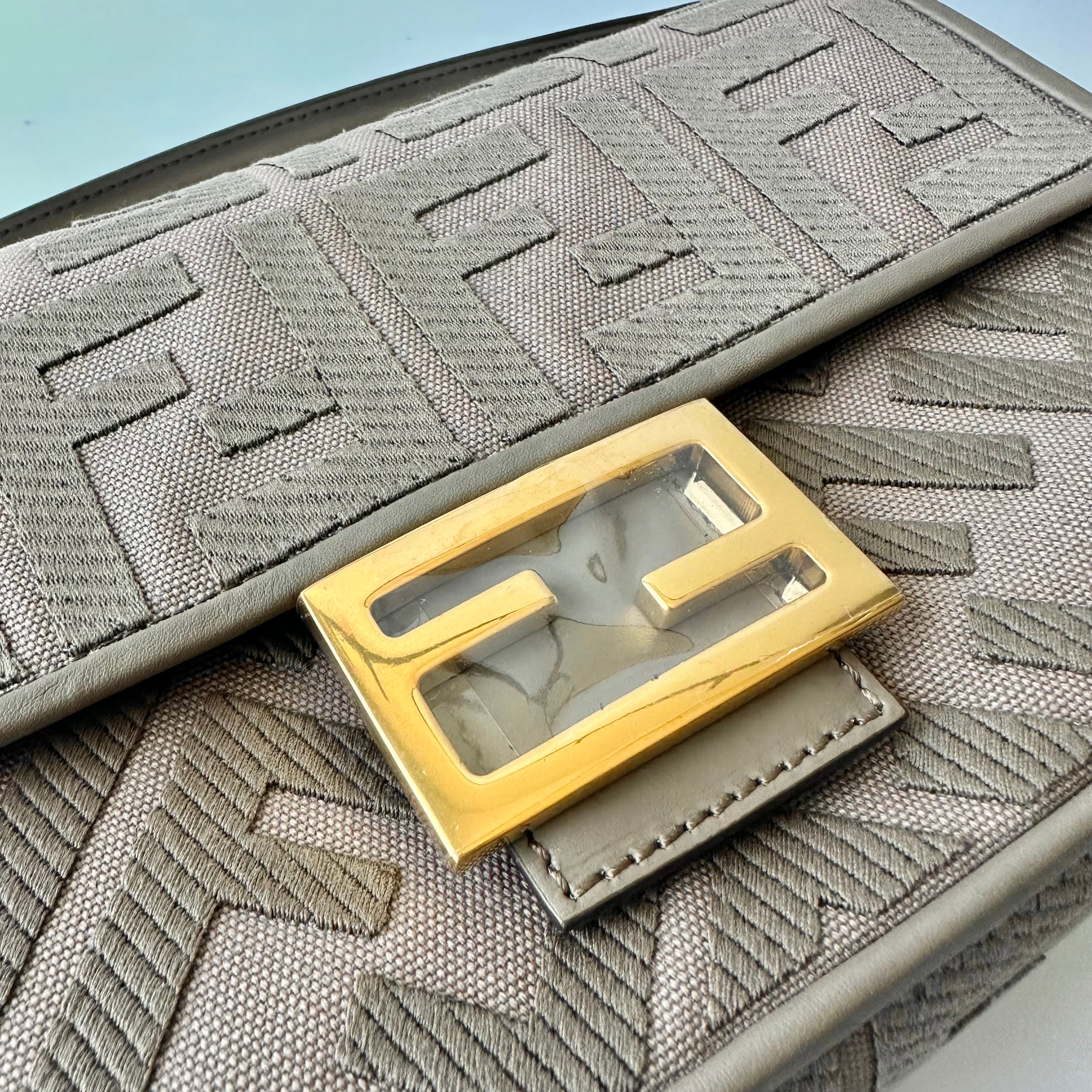 Fendi Baguette Ff Embroidered Shoulder Bag in Metallic