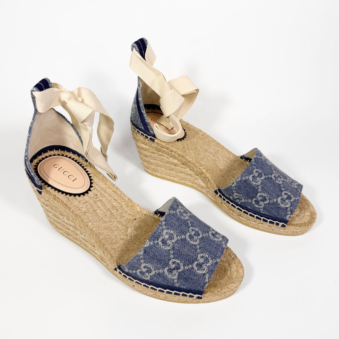 Gucci Pilar Denim Wedge Heel - Women’s 6.5