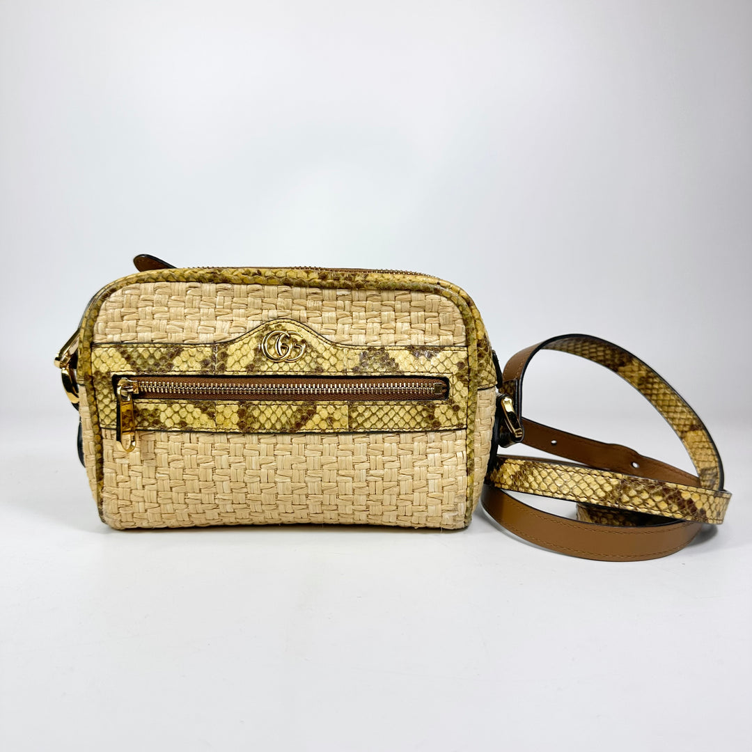 Gucci Raffia Elaphe Ophidia Crossbody Bag