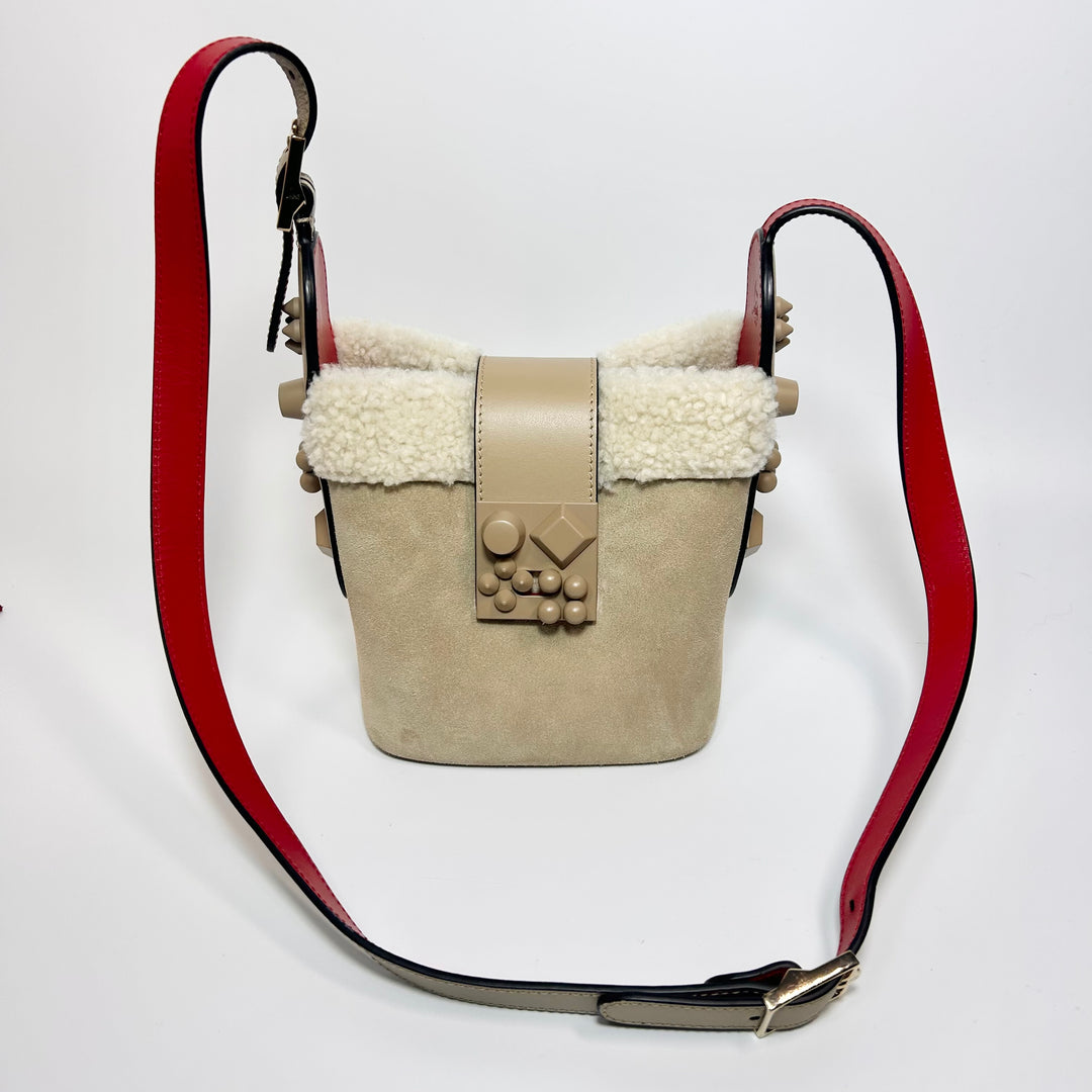 Christian Louboutin Carasky Shearling Mini  Bucket Bag