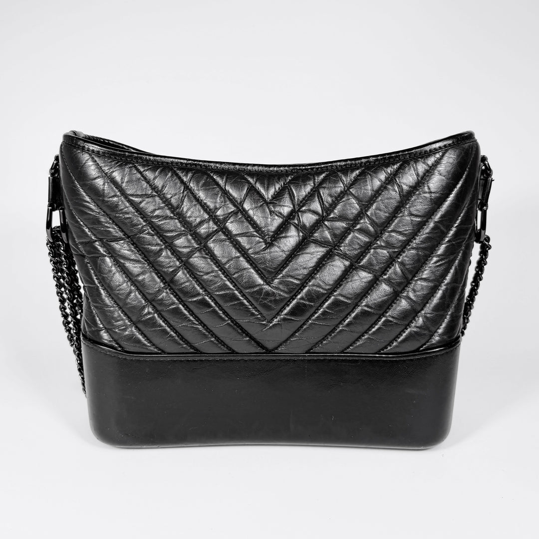 Chanel Chevron Aged Calfskin So Black Medium Gabrielle Bag