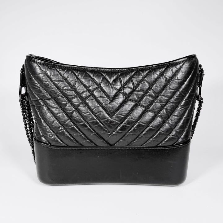 Chanel Chevron Aged Calfskin So Black Medium Gabrielle Bag