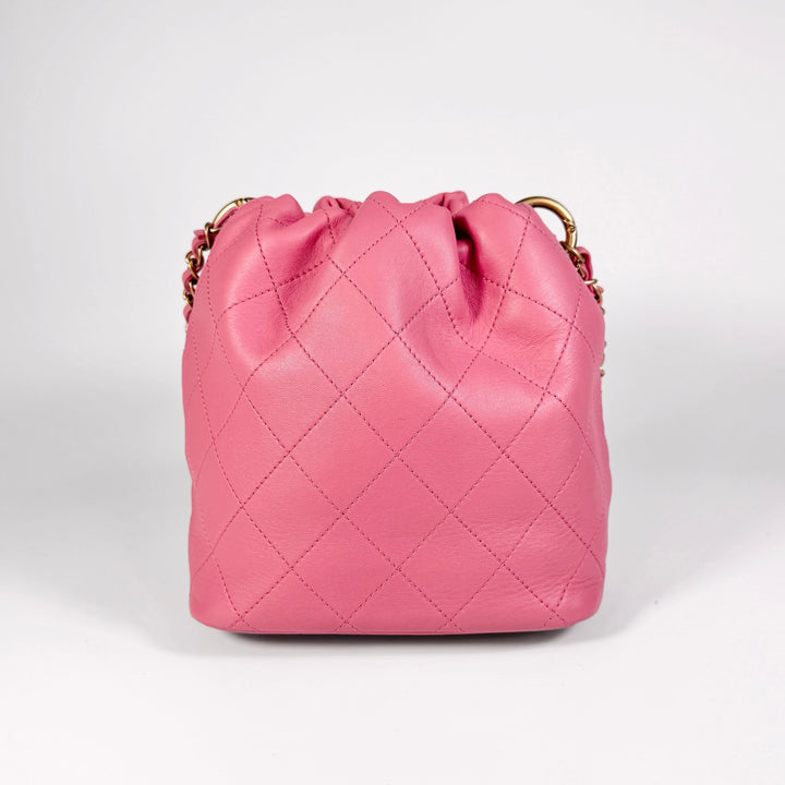 Chanel Quilted Calfskin Drawstring CC Bucket Bag