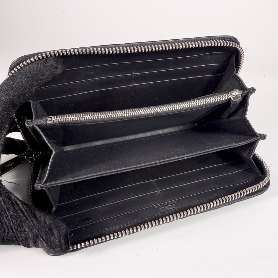 Fendi Monogram FF Leather Zip Around Wallet