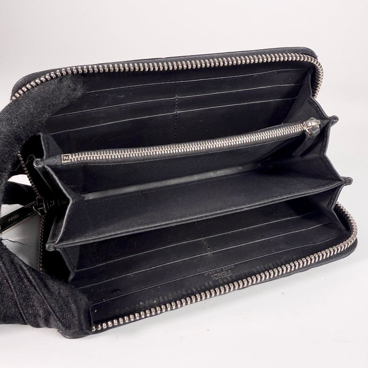 Fendi Monogram FF Leather Zip Around Wallet