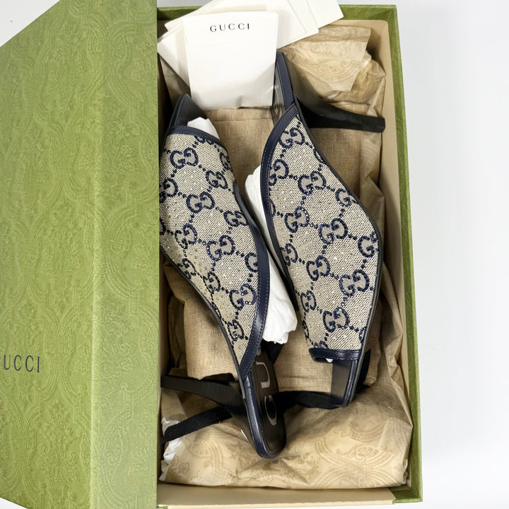 Gucci Tela Retino Kid Crystal GG Heel  - Women’s 10