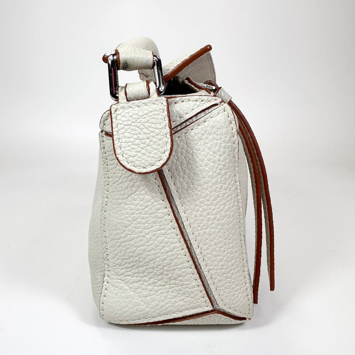 Loewe Calfskin Mini Puzzle Bag Soft White