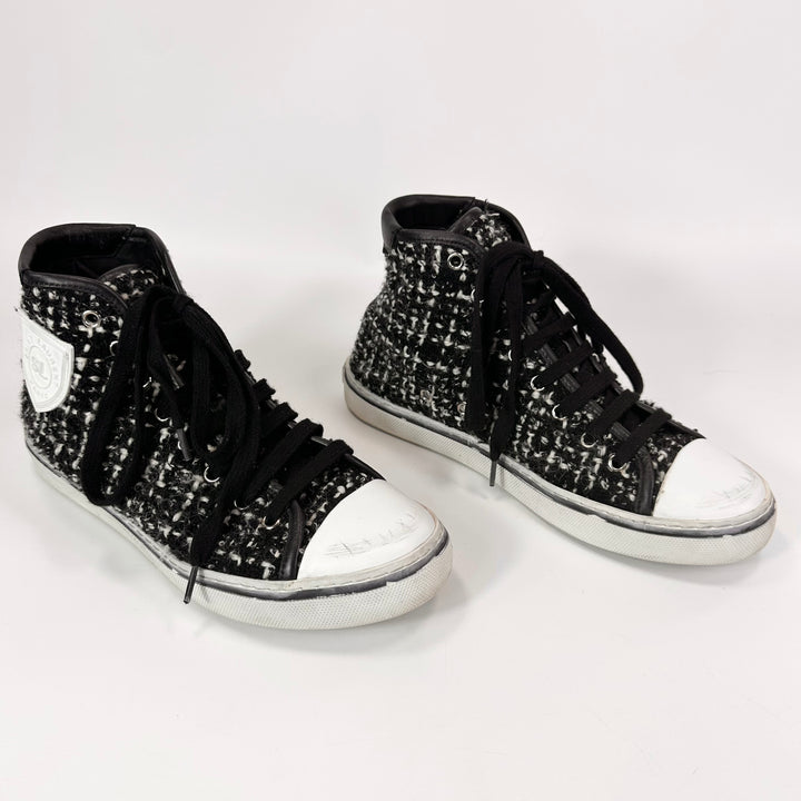 Saint Laurent Tweed Malibu Mid Top Sneaker - Women’s 8