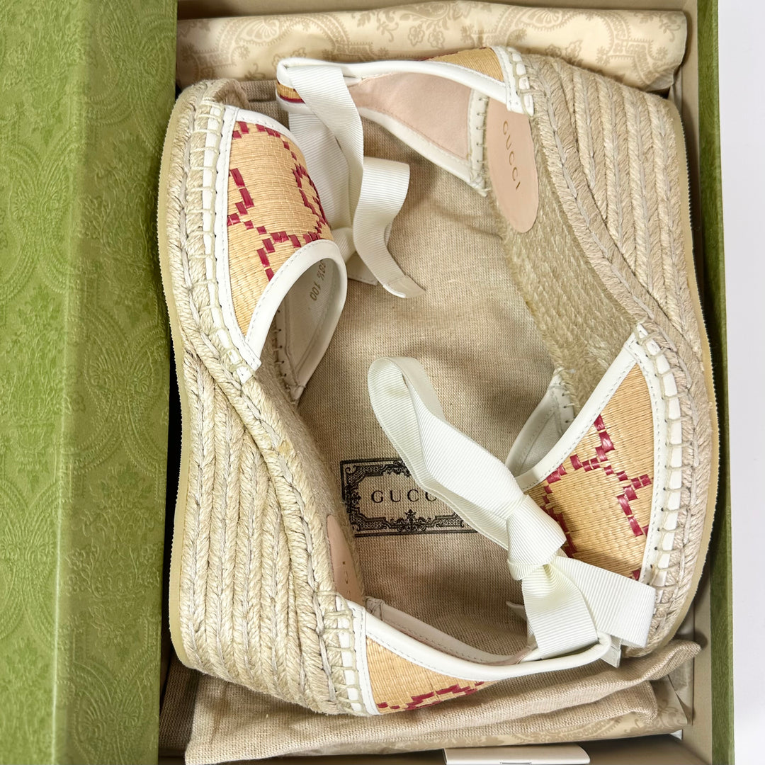 Gucci Woven GG Espadrille Wedge Heel - Women’s 8.5