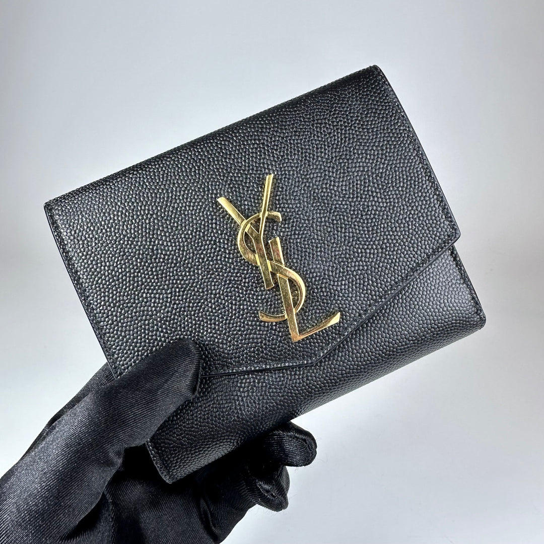 Saint Laurent Uptown Leather Compact Wallet