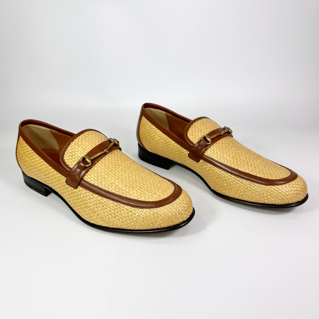 Gucci Horsebit Raffia & Leather Loafer - Men’s 11.5