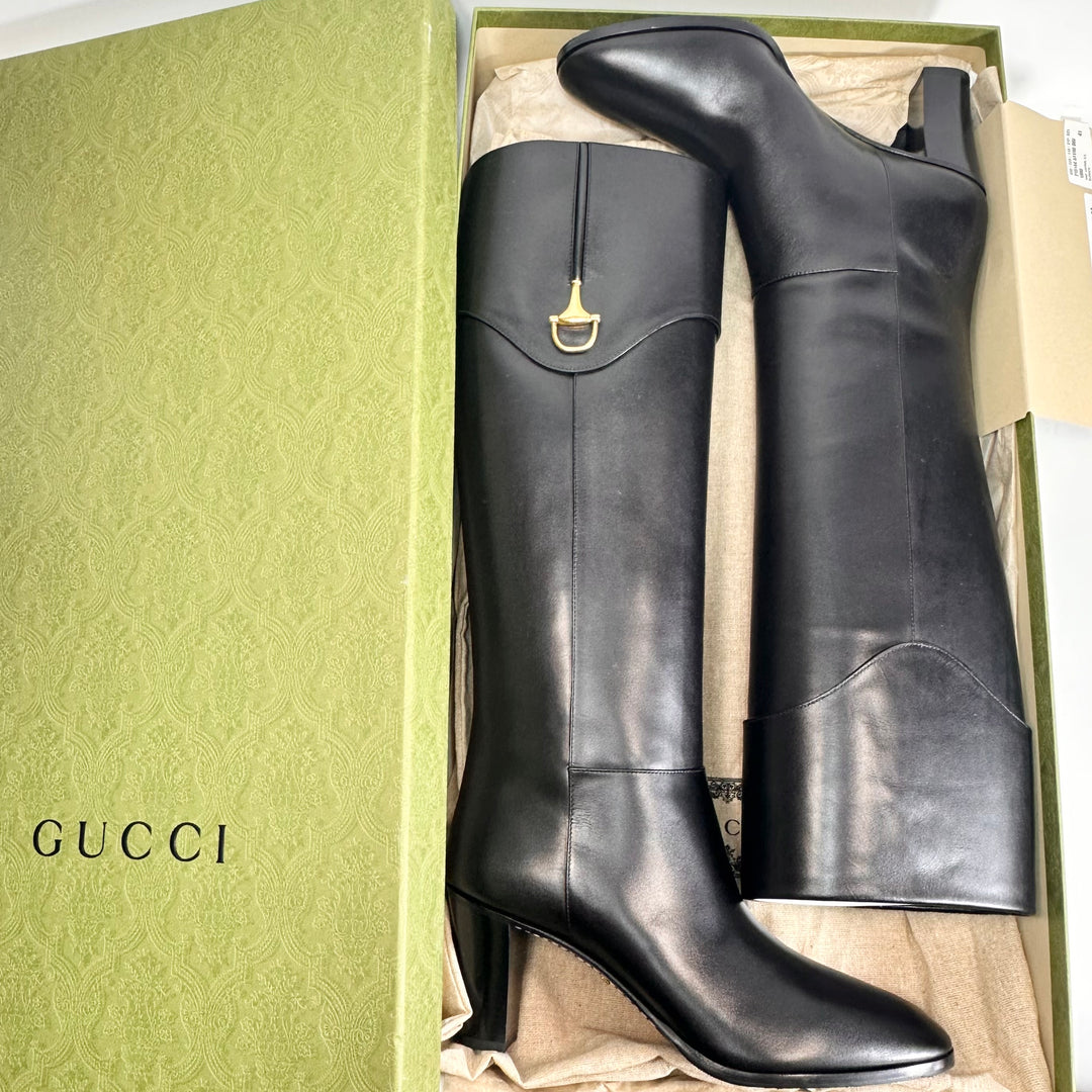 Gucci Half Horsebit Knee High Leather Boot - Women’s 11