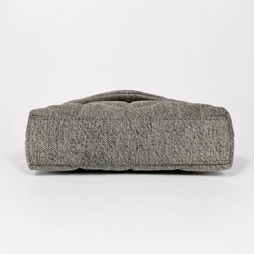 Saint Laurent Denim Quilted Loulou Puffer Pouch Clutch