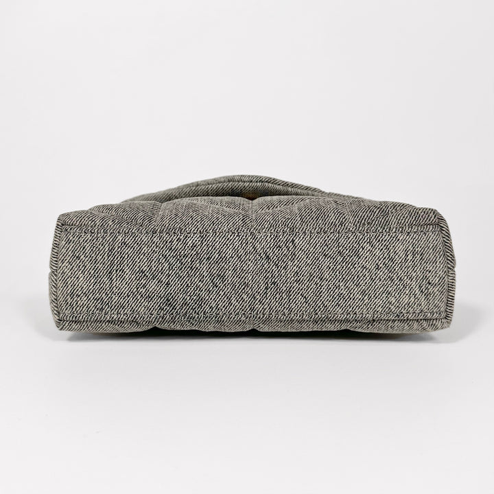 Saint Laurent Denim Quilted Loulou Puffer Pouch Clutch