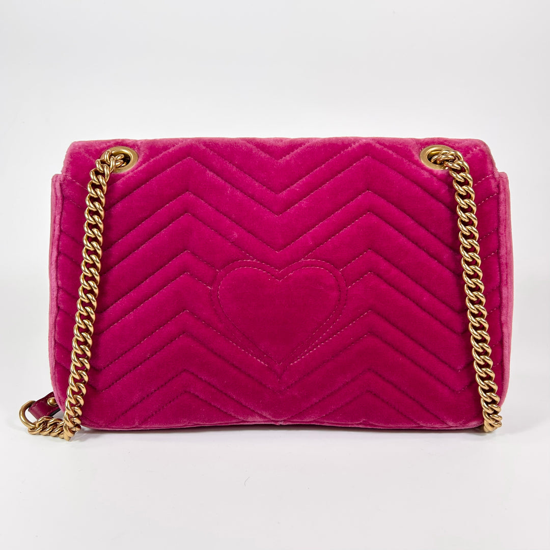 Gucci GG Marmont Blind For Love Velvet Matelasse Medium Shoulder Bag