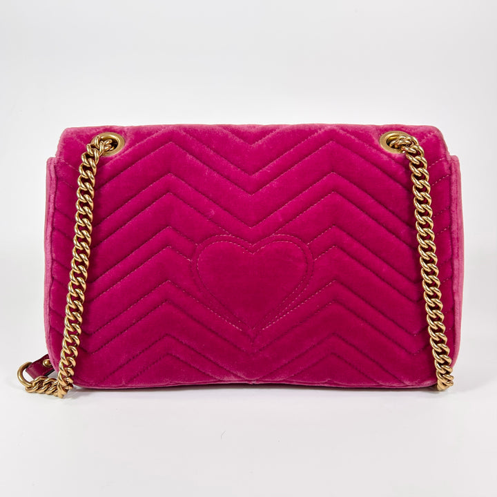 Gucci GG Marmont Blind For Love Velvet Matelasse Medium Shoulder Bag