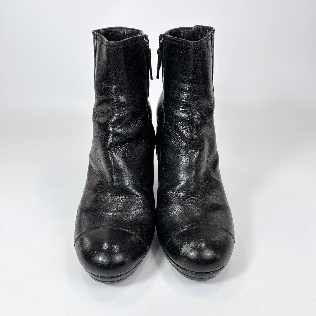 Prada Leather Cap Toe Heeled Boot - Women’s 7.5