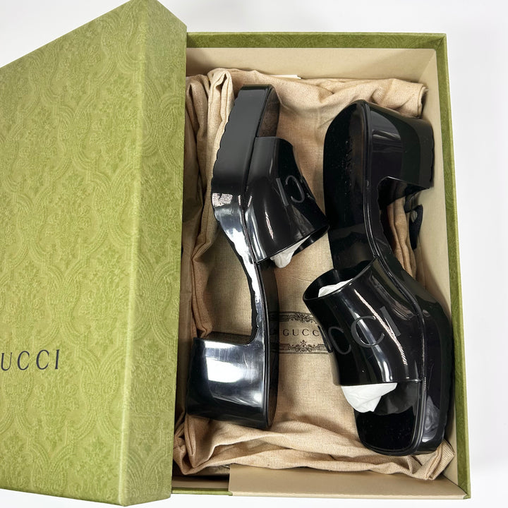 Gucci Rubber Block Heel Sandal - Women’s 8