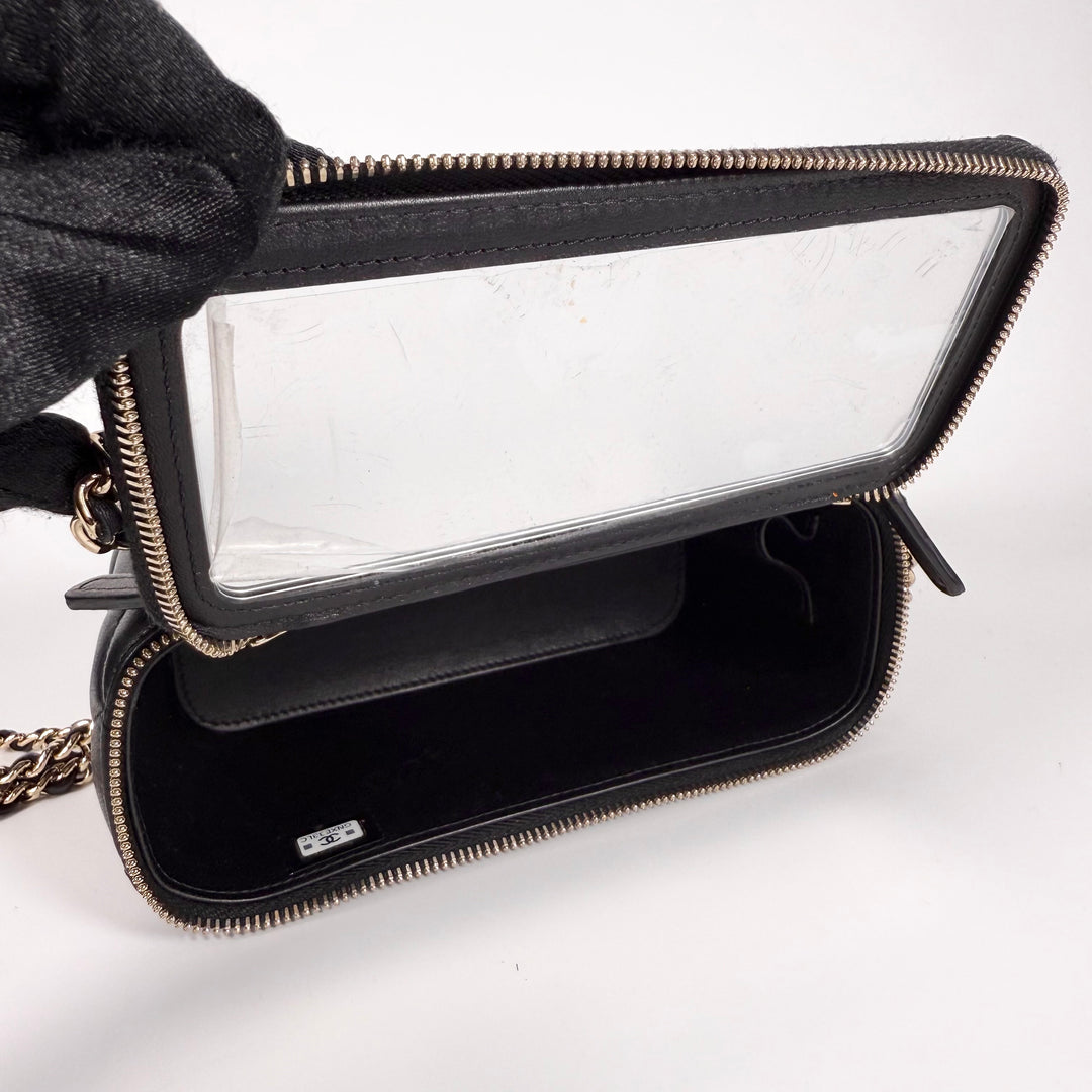 Chanel Quilted Lambskin Top Handle Vanity Case On Chain