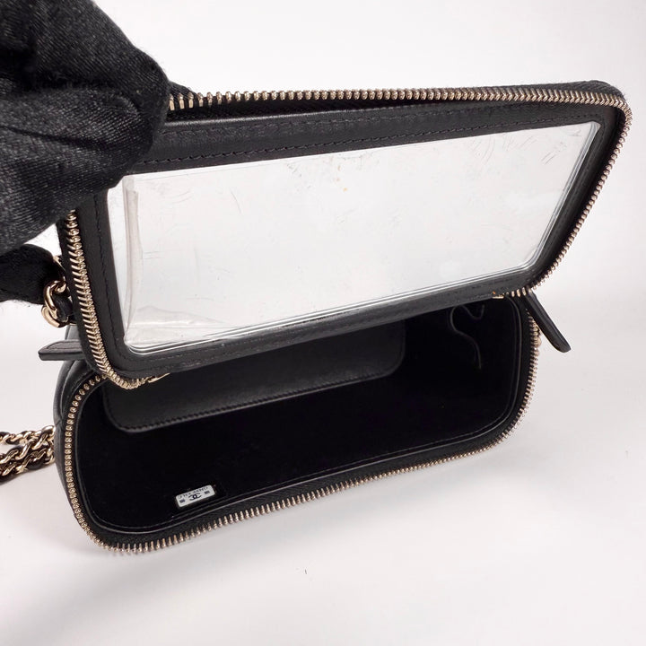Chanel Quilted Lambskin Top Handle Vanity Case On Chain