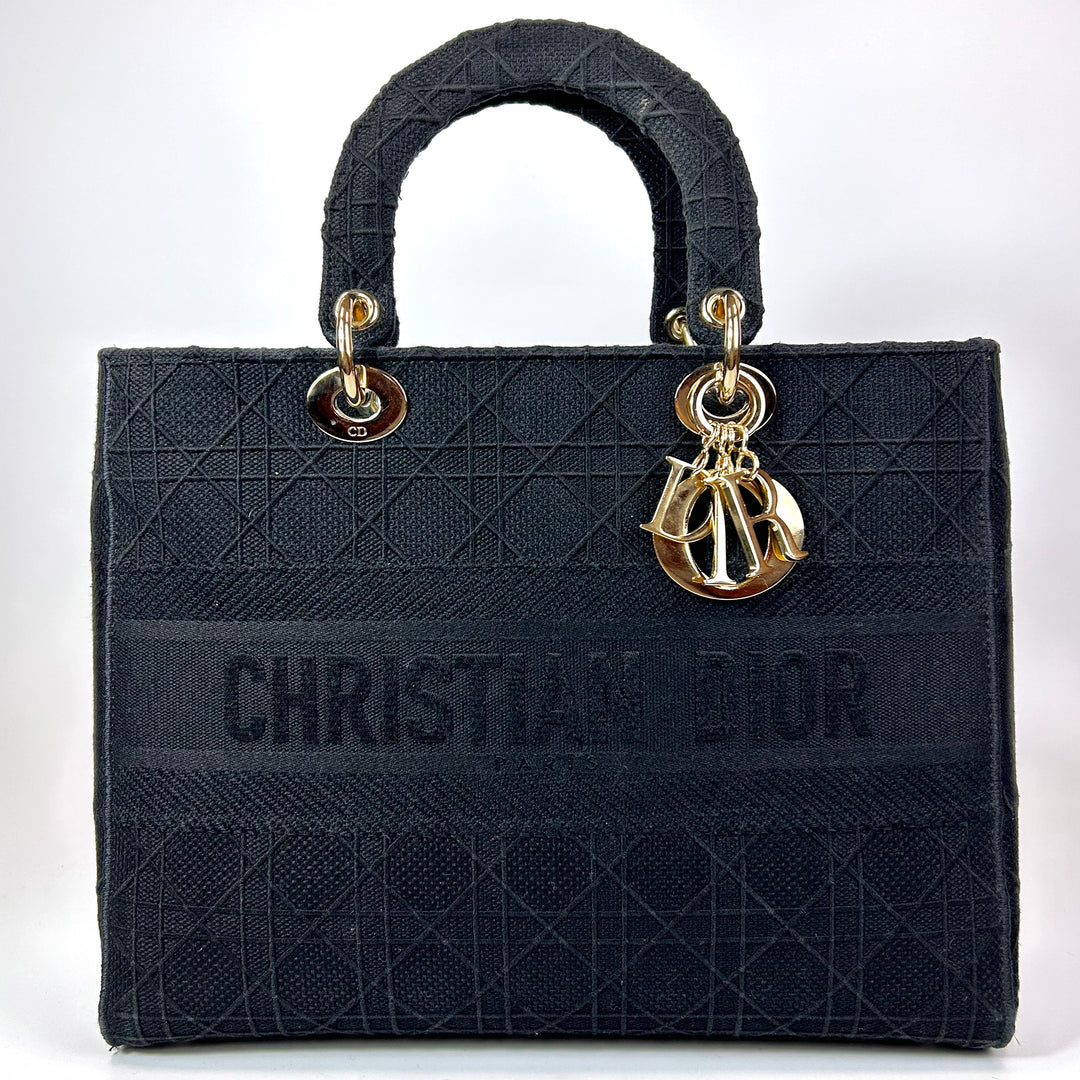 Christian Dior Canvas Large Lady D-Lite Tote