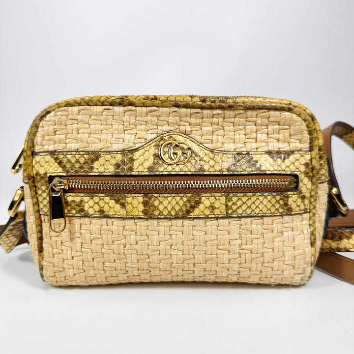 Gucci Raffia Elaphe Ophidia Crossbody Bag