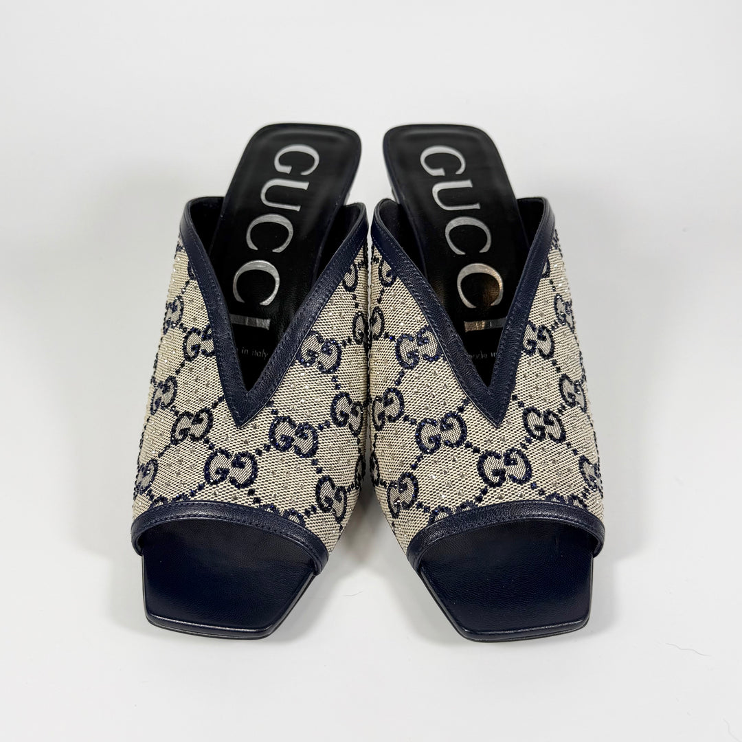 Gucci Tela Retino Kid Crystal GG Heel  - Women’s 10