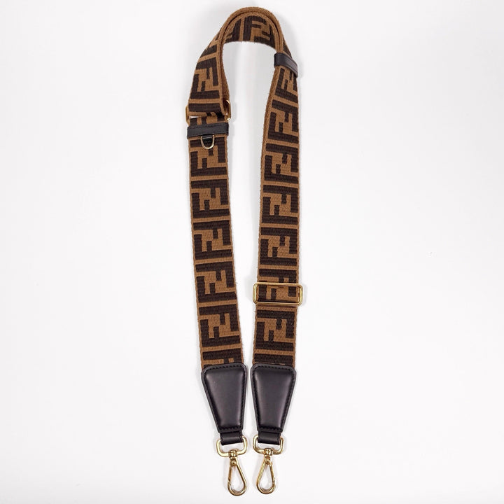 Fendi Strap You Brown Logo Shoulder Strap