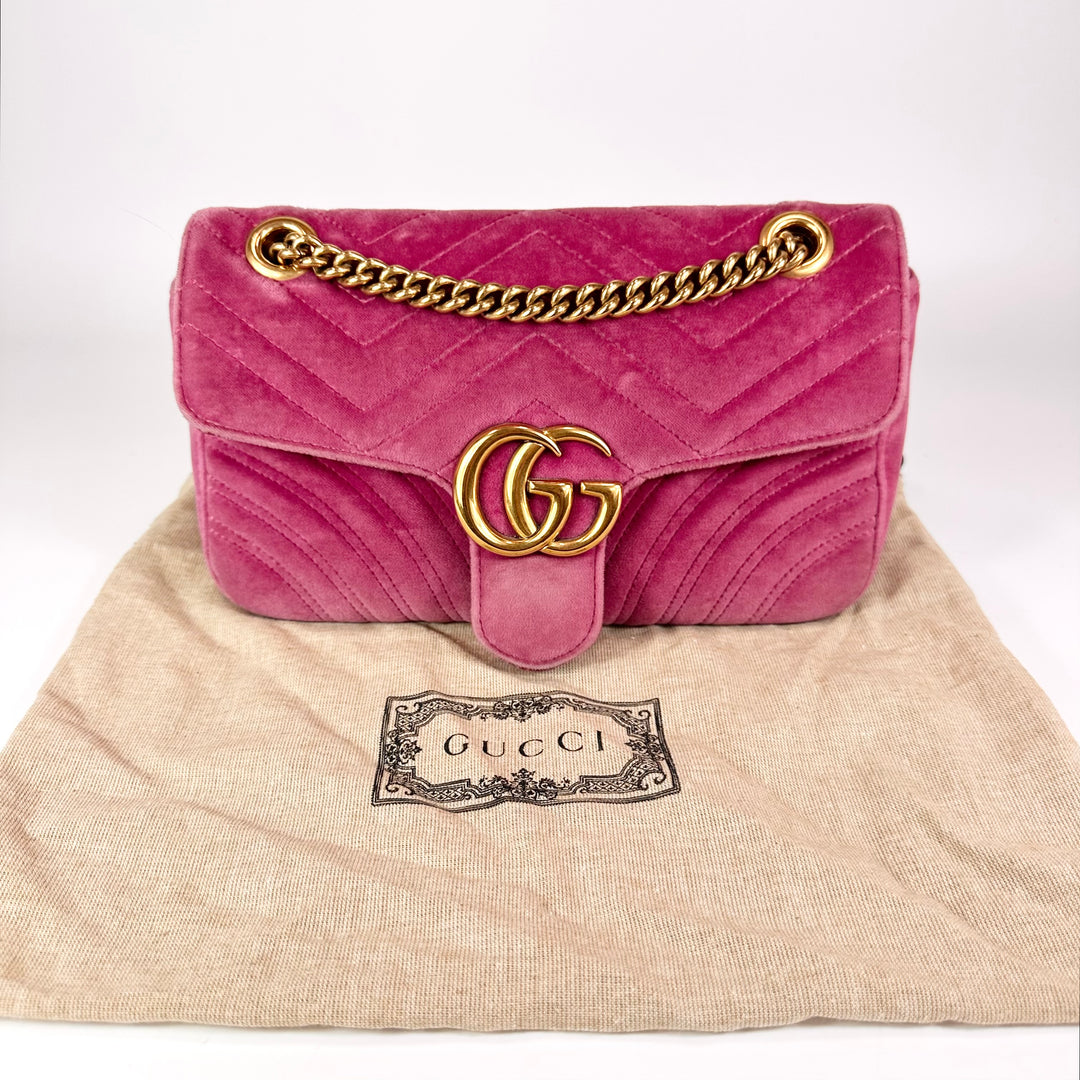 Gucci GG Marmont Velvet Matelasse Small Shoulder Bag