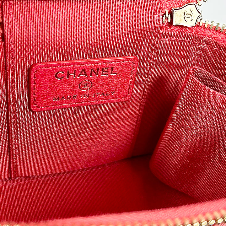 Chanel Mini Raffia Jute Striped Vanity Case