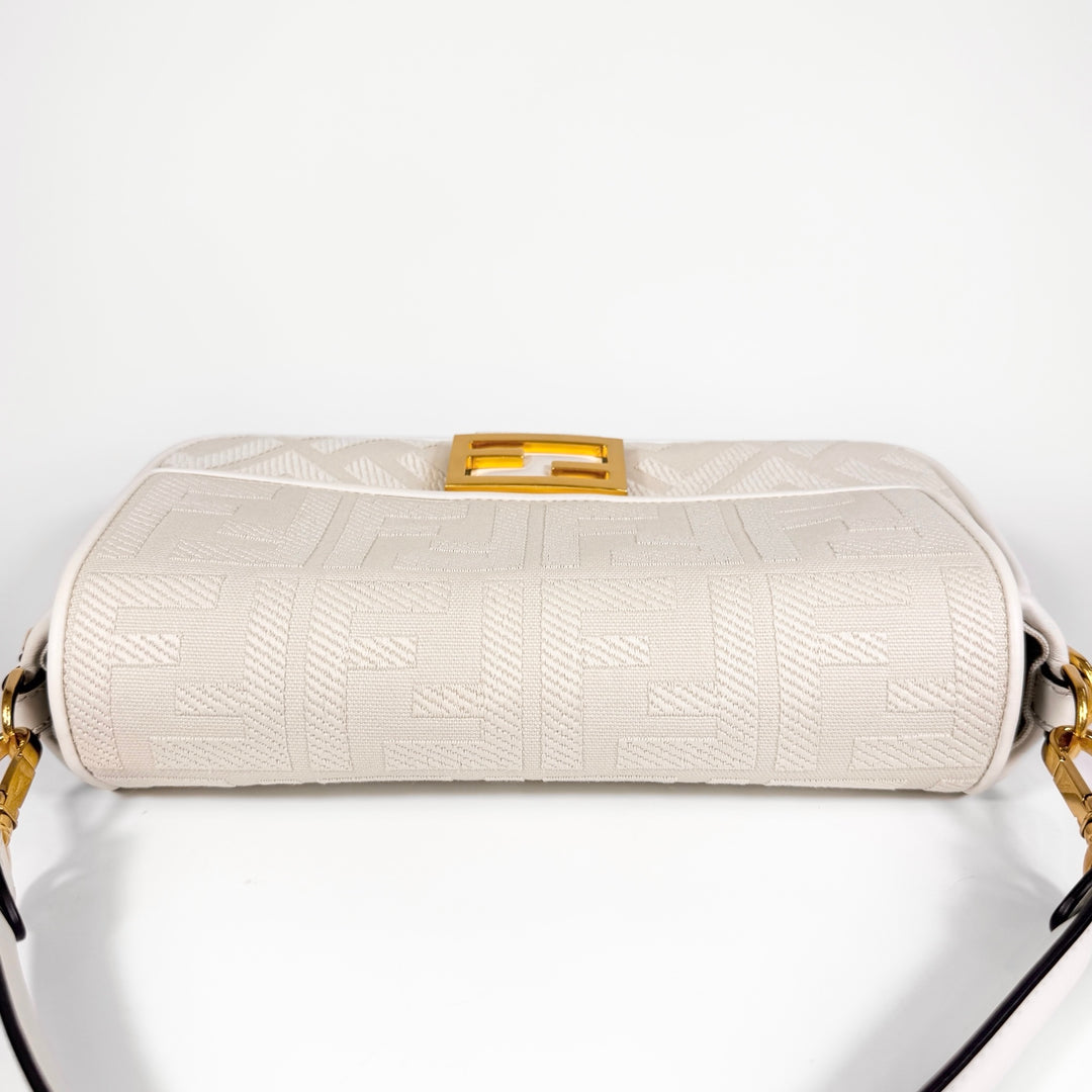 Fendi Embroidered FF Zucca Medium Baguette Bag