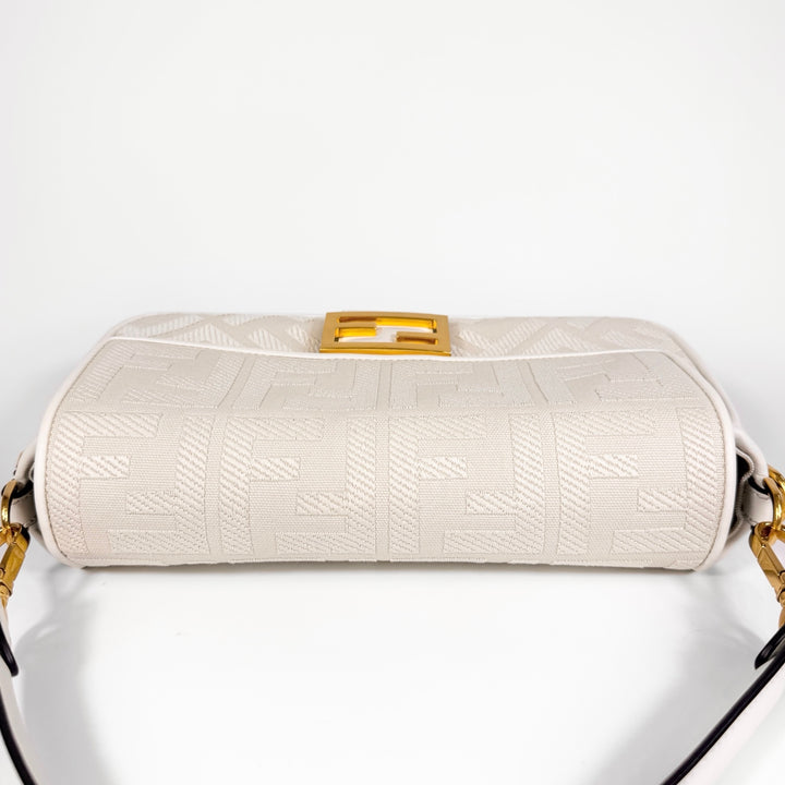 Fendi Embroidered FF Zucca Medium Baguette Bag