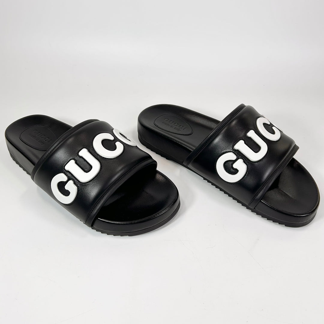 Gucci Sideline Leather Logo Slide - Men’s 11.5