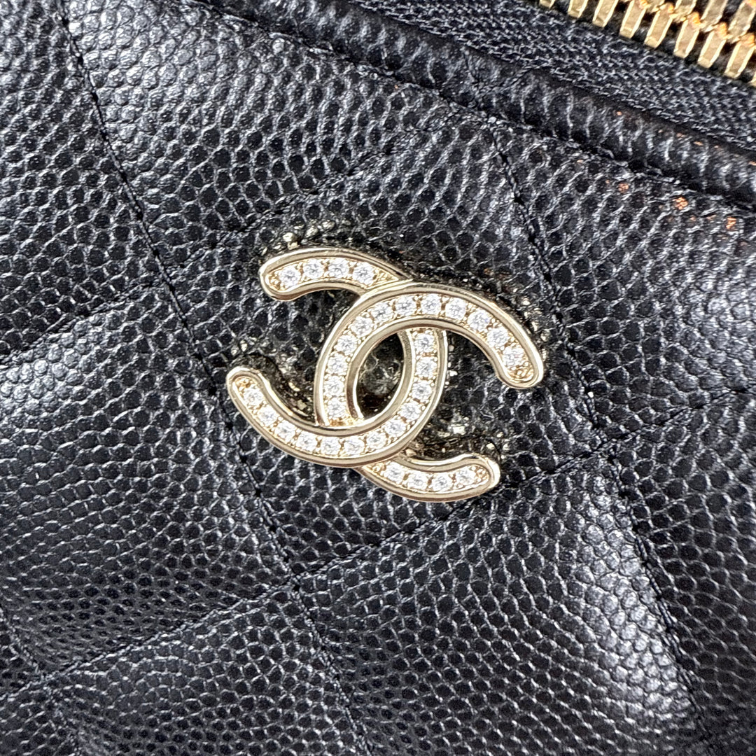Chanel 25B Crystal Embellished CC Caviar Vanity Case On Chain