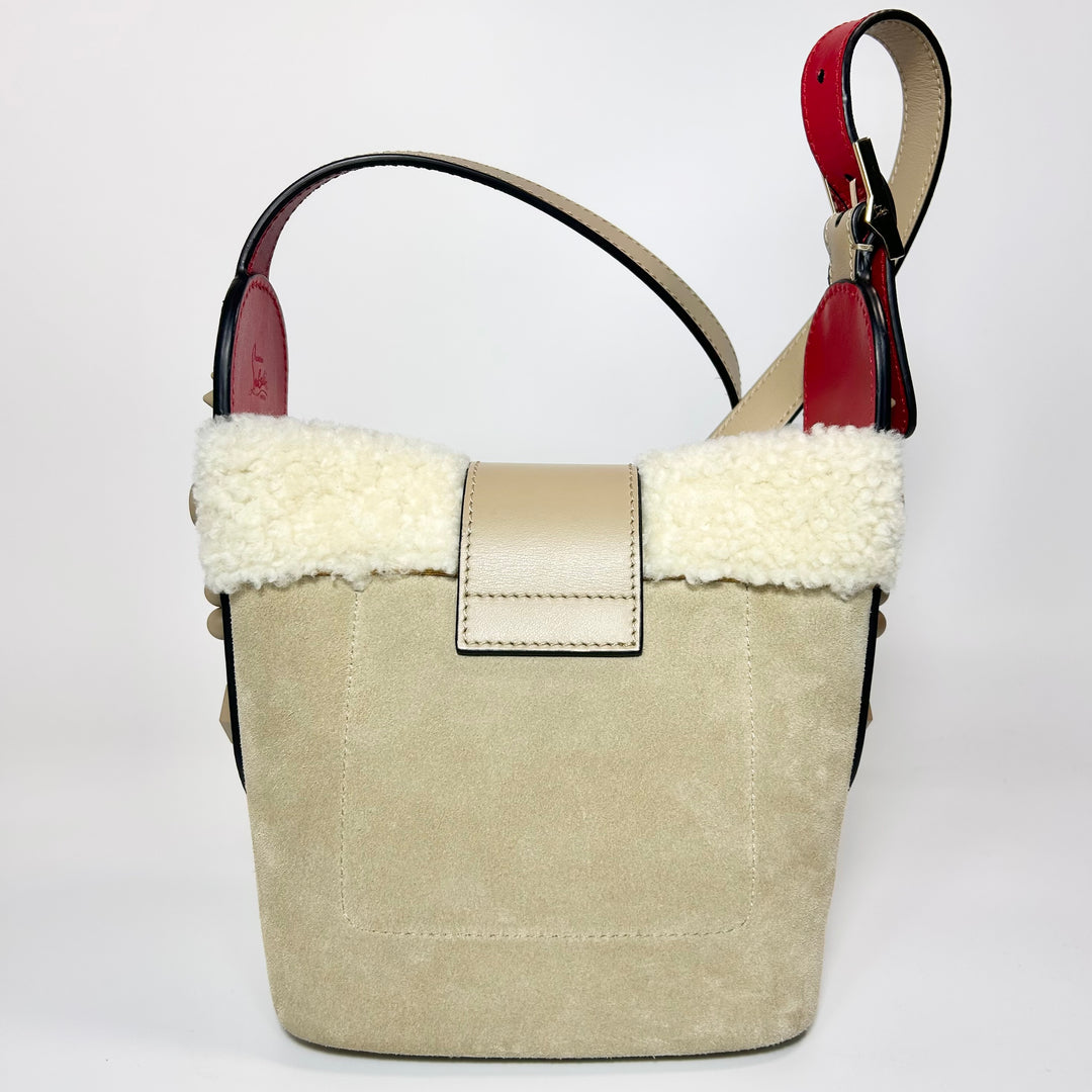 Christian Louboutin Carasky Shearling Mini  Bucket Bag