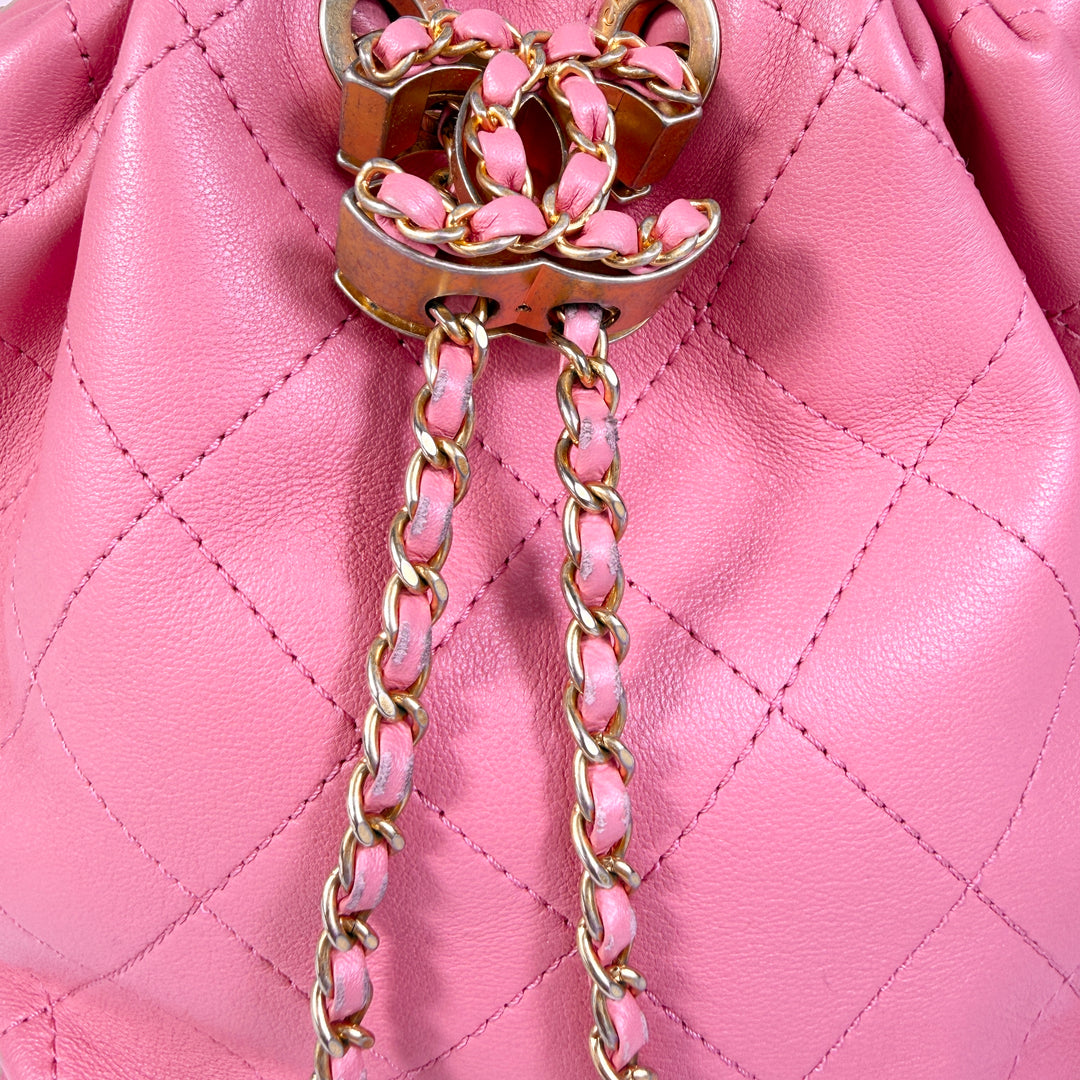 Chanel Quilted Calfskin Drawstring CC Bucket Bag