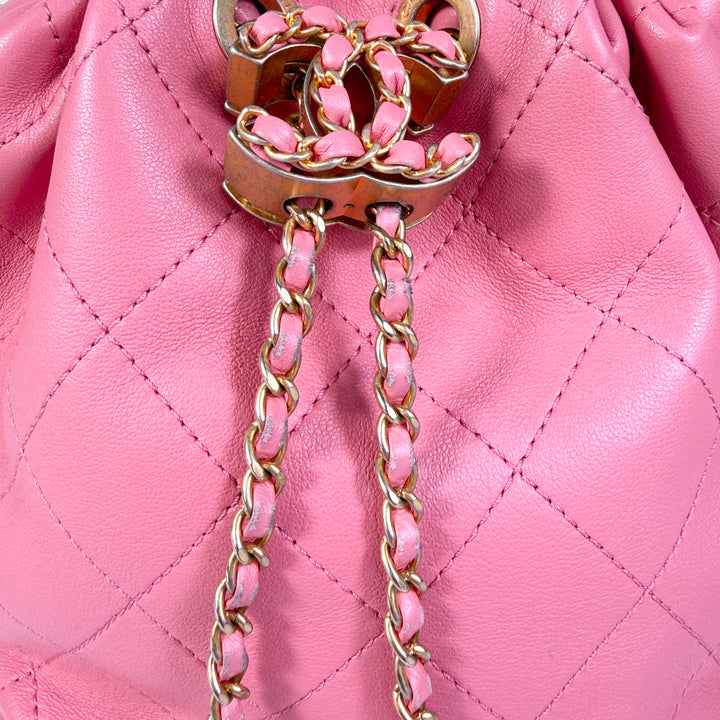 Chanel Quilted Calfskin Drawstring CC Bucket Bag