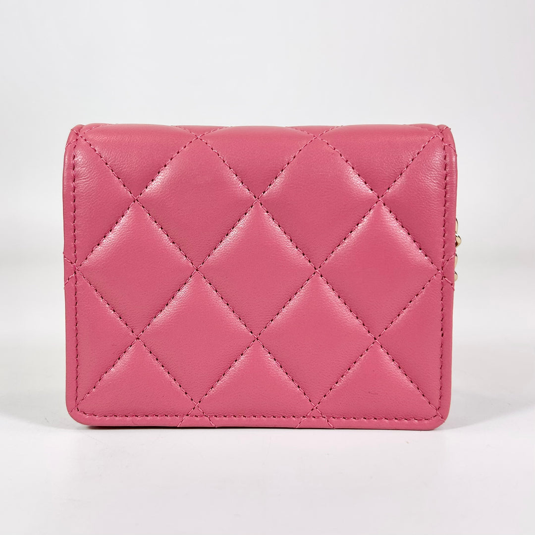 Chanel Quilted Lambskin Card Holder On Chain