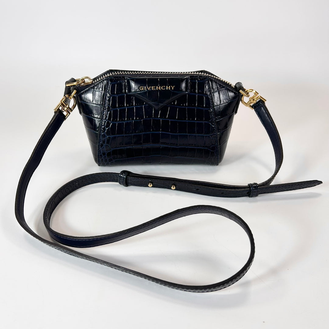 Givenchy Crocodile Embossed Nano Antigona Crossbody Bag