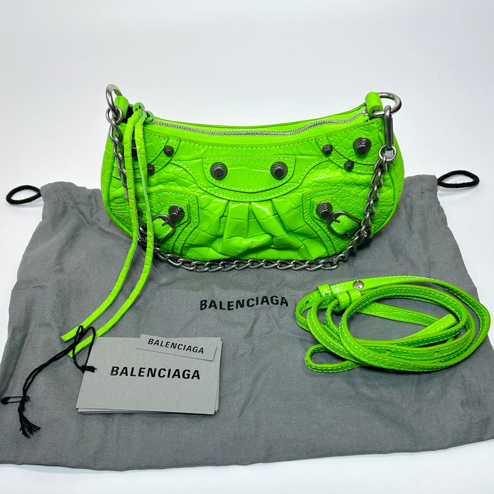 Balenciaga Crocodile Embossed Mini Le Cagole Crossbody