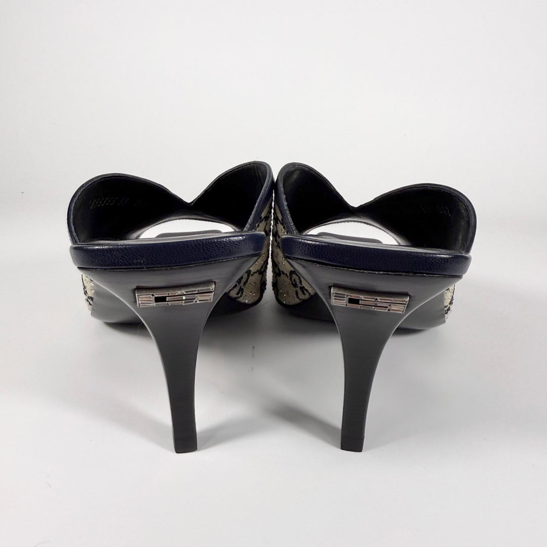Gucci Tela Retino Kid Crystal GG Heel  - Women’s 10