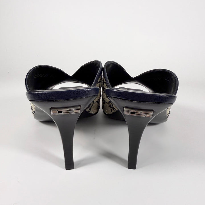 Gucci Tela Retino Kid Crystal GG Heel  - Women’s 10